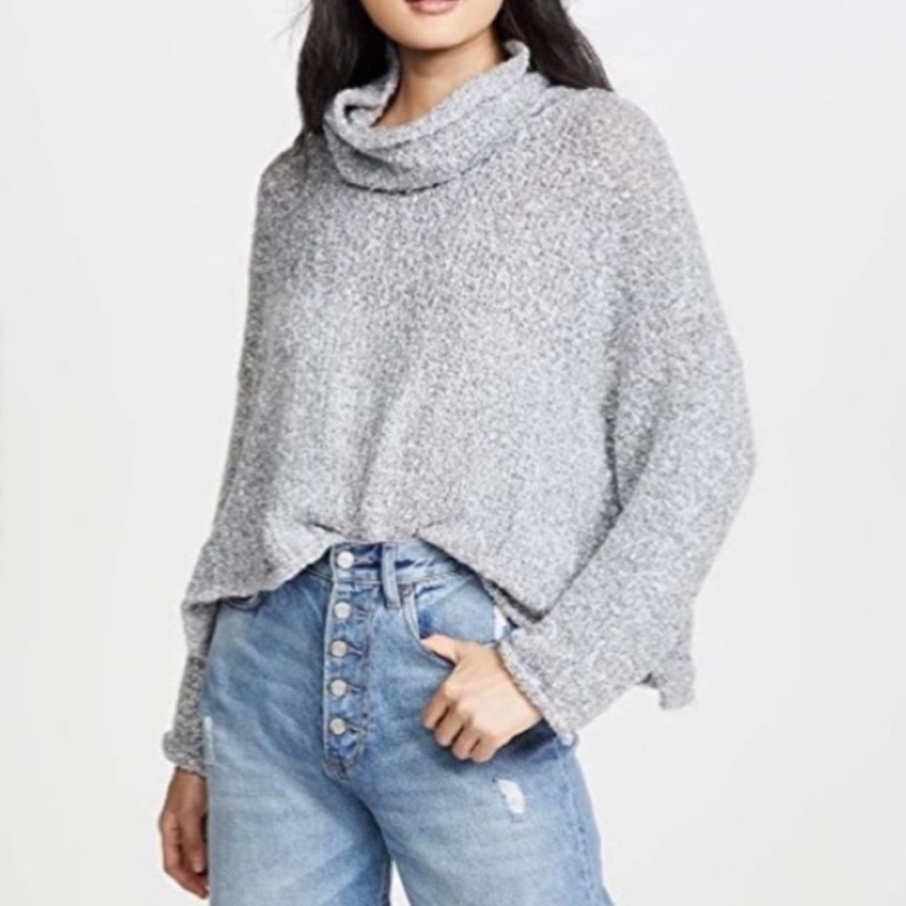 Free People Gray Cozy Cowl Neck Sweater